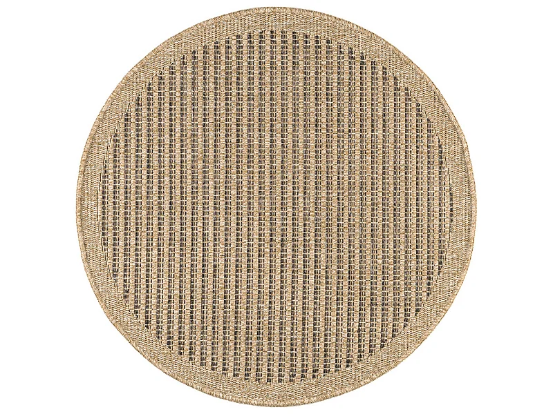 Tapis extérieur rond - 160cm - naturel - 100% polypropylène résistant aux UV - 1400 gr/m² - KAFÉ