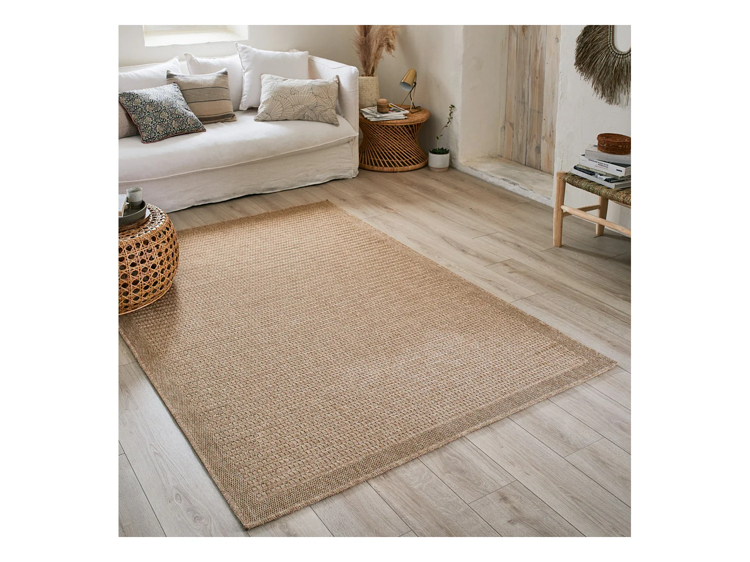 Tapis extérieur - 120x170cm - naturel - 100% polypropylène résistant aux UV - 1400 gr/m² - EDEN