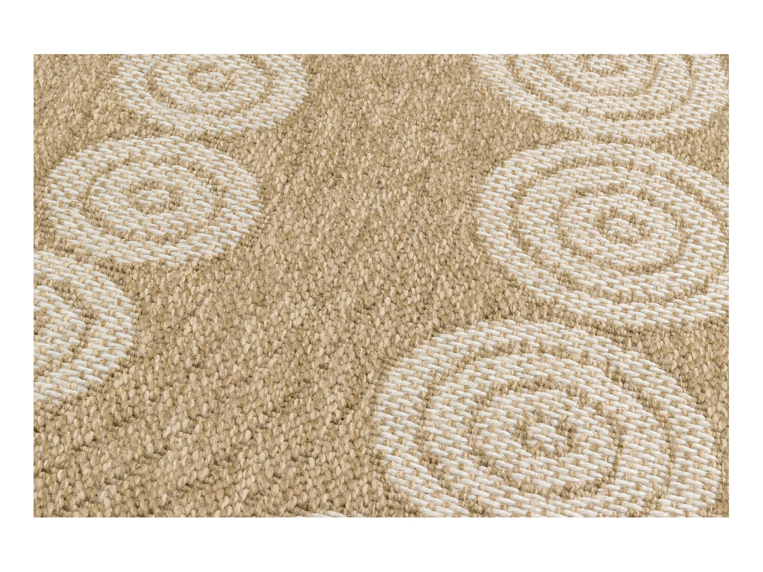 Tapis extérieur rond - 160cm - naturel - 100% polypropylène résistant aux UV - 1400 gr/m² - LIAK