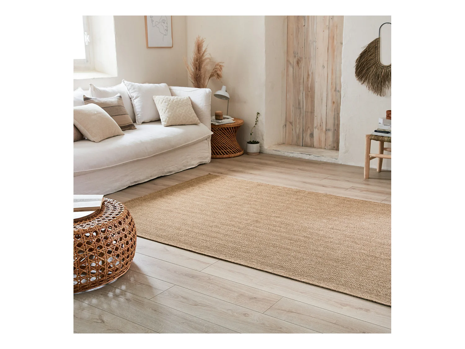 Tapis extérieur - 160x230cm - naturel - 100% polypropylène résistant aux UV - 1400 gr/m² - LYS