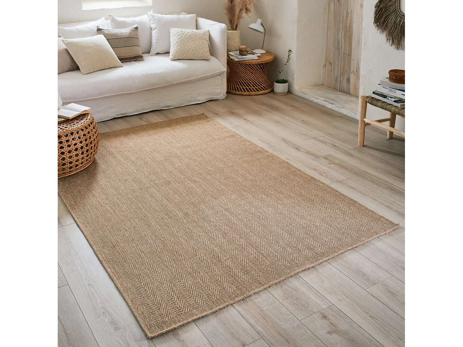 Tapis extérieur - 160x230cm - naturel - 100% polypropylène résistant aux UV - 1400 gr/m² - LYS