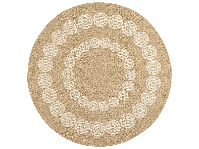 Tapis extérieur rond - 80cm - naturel - 100% polypropylène résistant aux UV - 1400 gr/m² - LIAK
