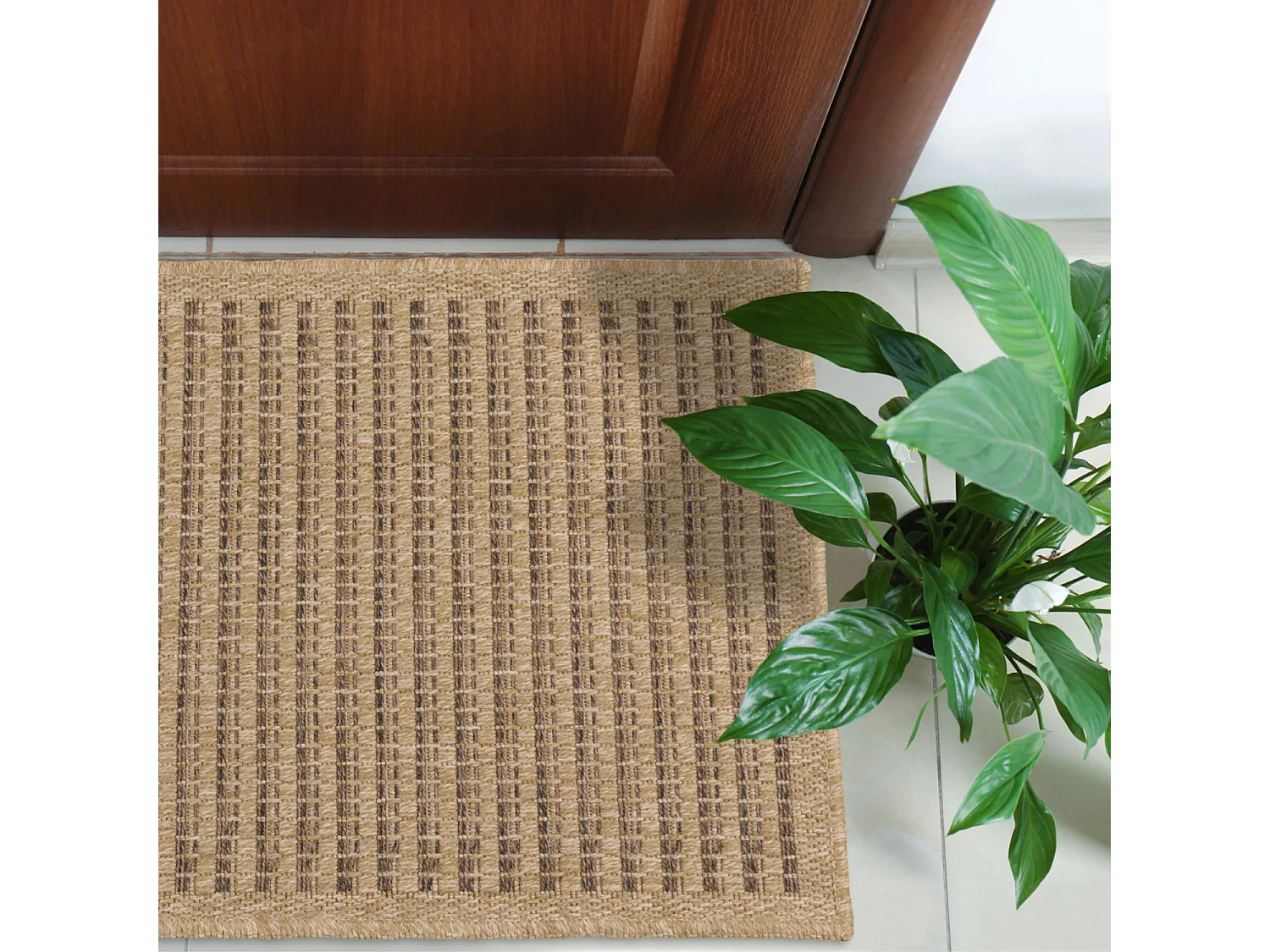Tapis extérieur - 60x90cm - naturel - 100% polypropylène résistant aux UV - 1400 gr/m² - KAFÉ