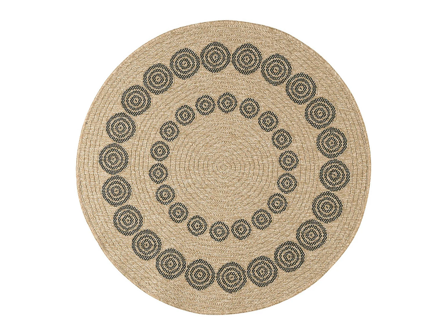 Tapis extérieur rond - 120cm - naturel - 100% polypropylène résistant aux UV - 1400 gr/m² - HOYA