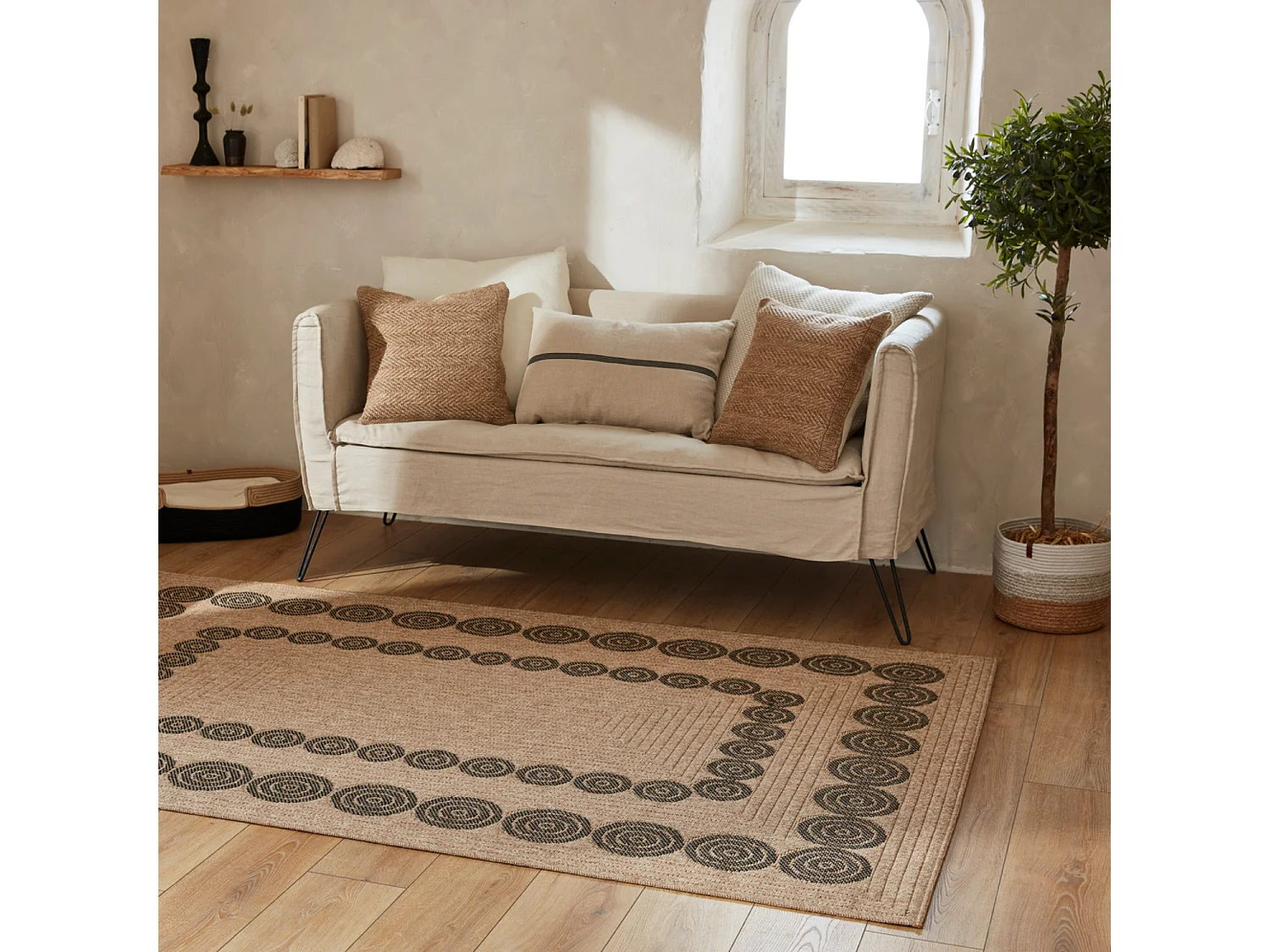 Tapis extérieur - 120x170cm - naturel - 100% polypropylène résistant aux UV - 1400 gr/m² - HOYA