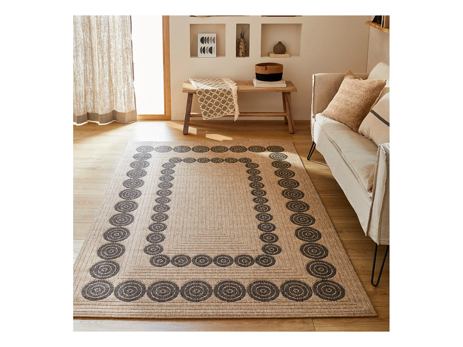 Tapis extérieur - 120x170cm - naturel - 100% polypropylène résistant aux UV - 1400 gr/m² - HOYA