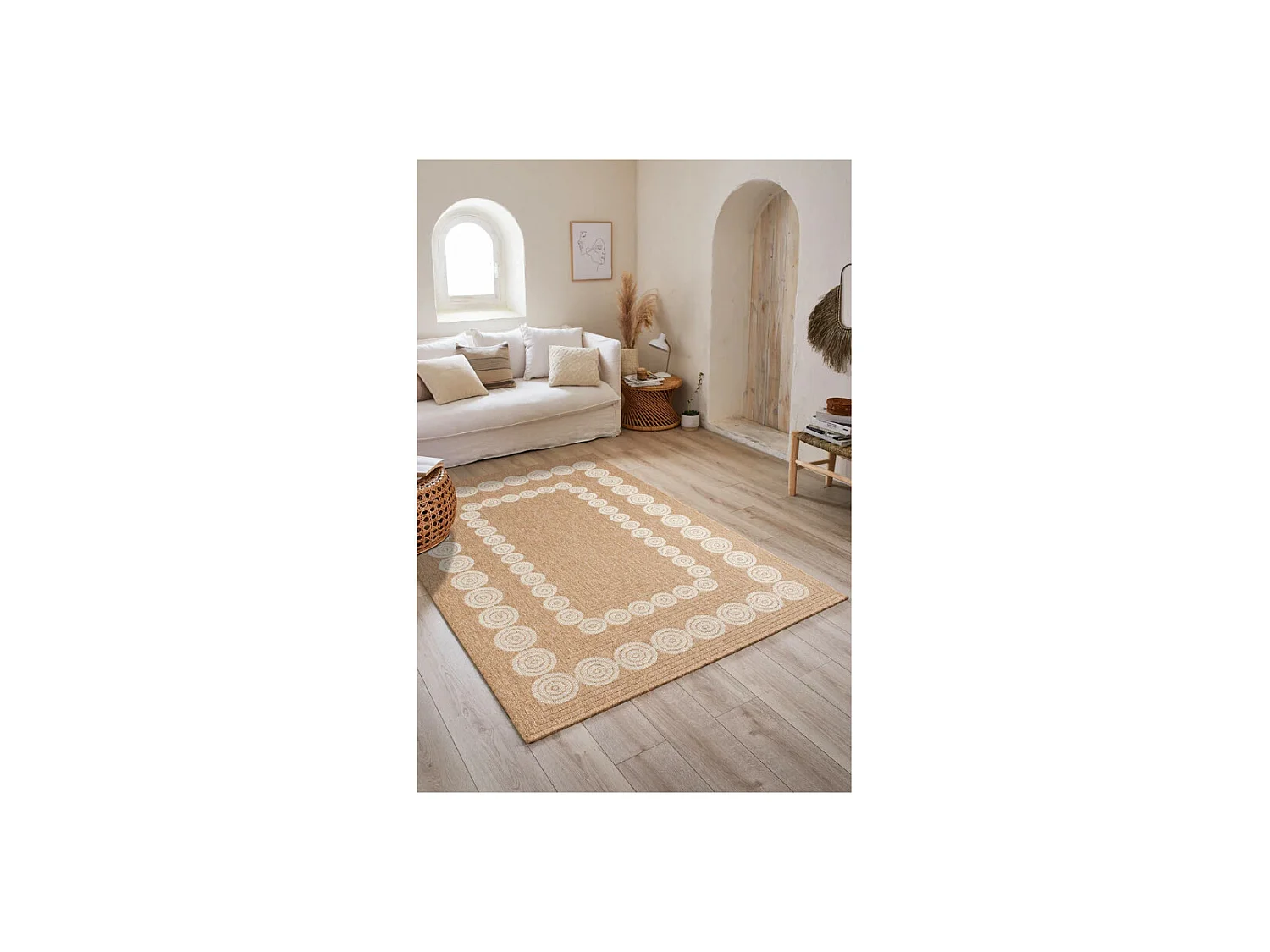 Tapis extérieur - 160x230cm - naturel - 100% polypropylène résistant aux UV - 1400 gr/m² - LIAK