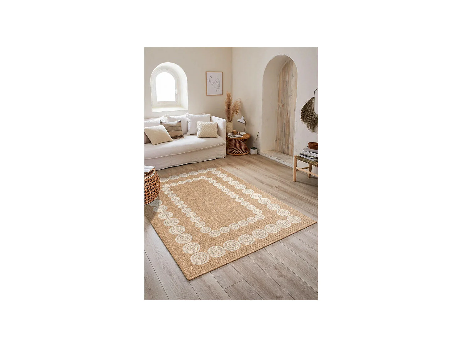 Tapis extérieur - 160x230cm - naturel - 100% polypropylène résistant aux UV - 1400 gr/m² - LIAK