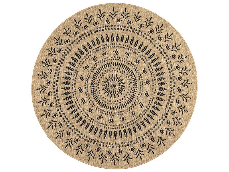 Tapis extérieur rond - 160cm - naturel - 100% polypropylène résistant aux UV - 1400 gr/m² - IZAR