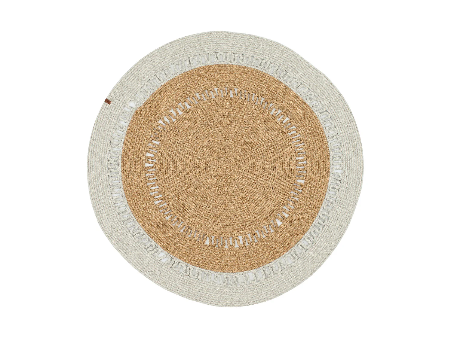 Tapis extérieur rond - 120cm - naturel - 100% polypropylène résistant aux UV - Tissé à la main - CÔME