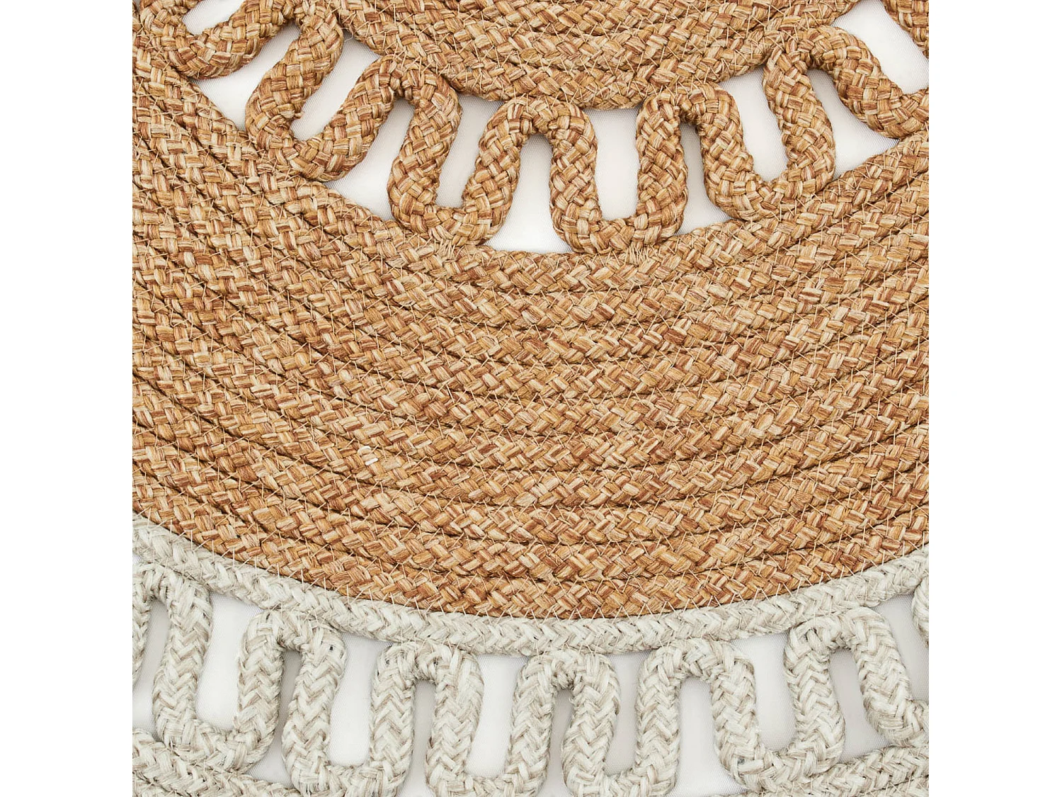 Tapis extérieur rond - 120cm - naturel - 100% polypropylène résistant aux UV - Tissé à la main - CÔME