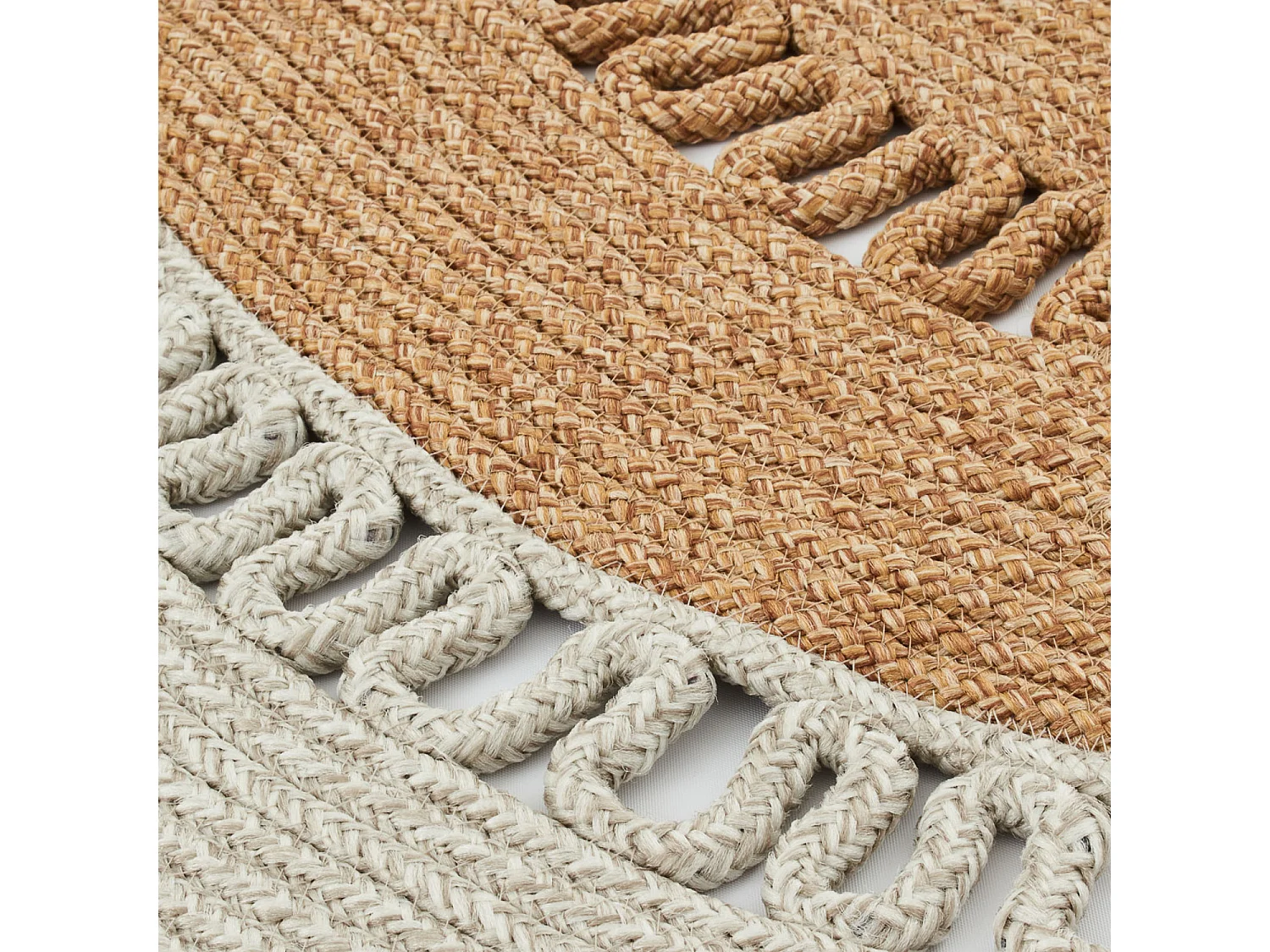 Tapis extérieur rond - 120cm - naturel - 100% polypropylène résistant aux UV - Tissé à la main - CÔME