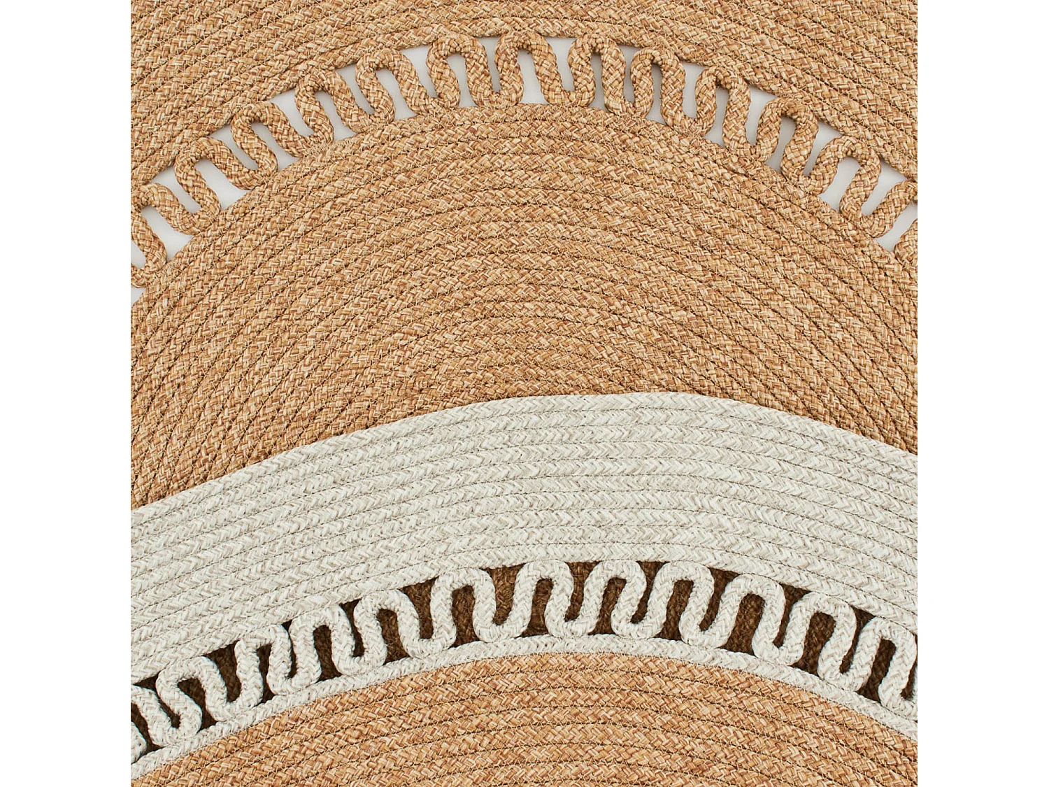 Tapis extérieur rond - 120cm - naturel - 100% polypropylène résistant aux UV - Tissé à la main - CÔME