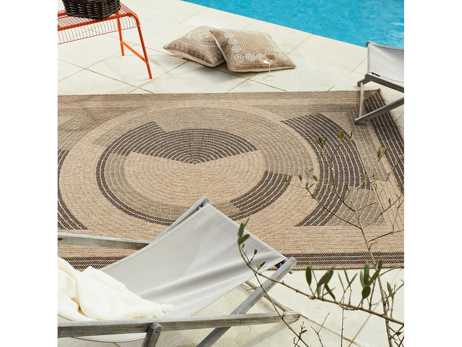 Tapis extérieur - 160x230cm - naturel - 100% polypropylène résistant aux UV - 1400 gr/m² - CORA