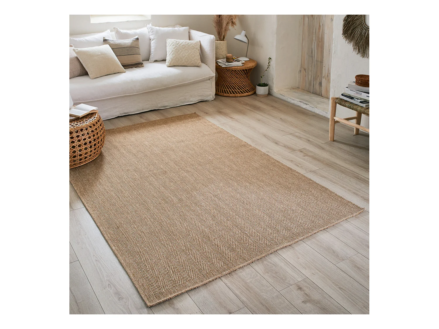 Tapis extérieur - 200x290cm - naturel - 100% polypropylène résistant aux UV - 1400 gr/m² - LYS