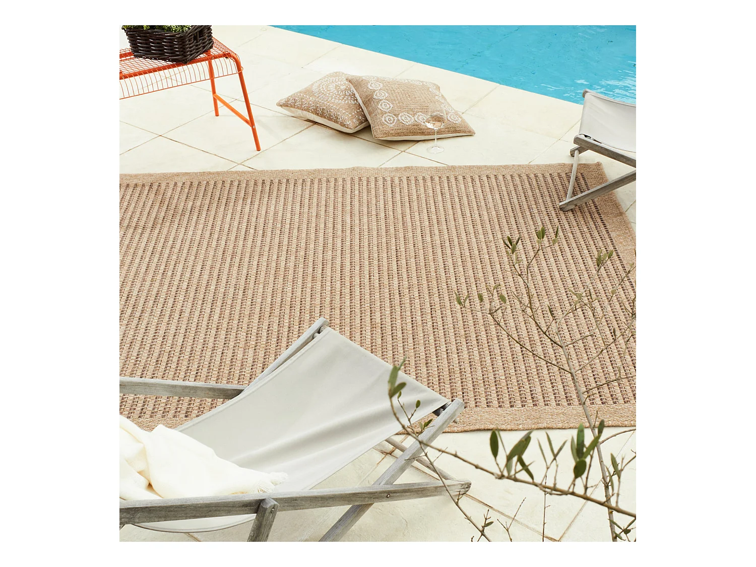 Tapis extérieur - 200x290cm - naturel - 100% polypropylène résistant aux UV - 1400 gr/m² - KAFÉ