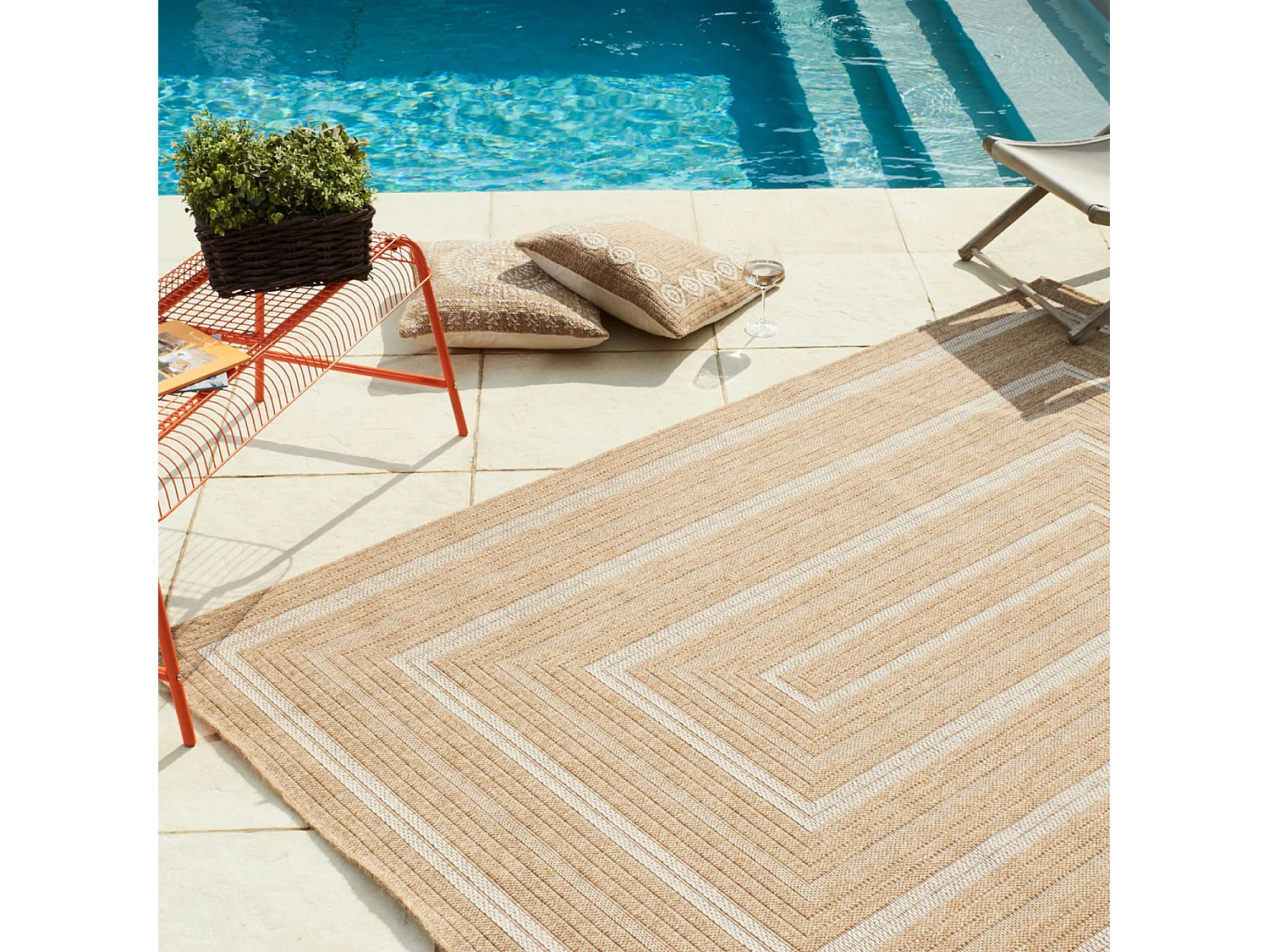Tapis extérieur - 120x170cm - naturel - 100% polypropylène résistant aux UV - 1400 gr/m² - TYCIA