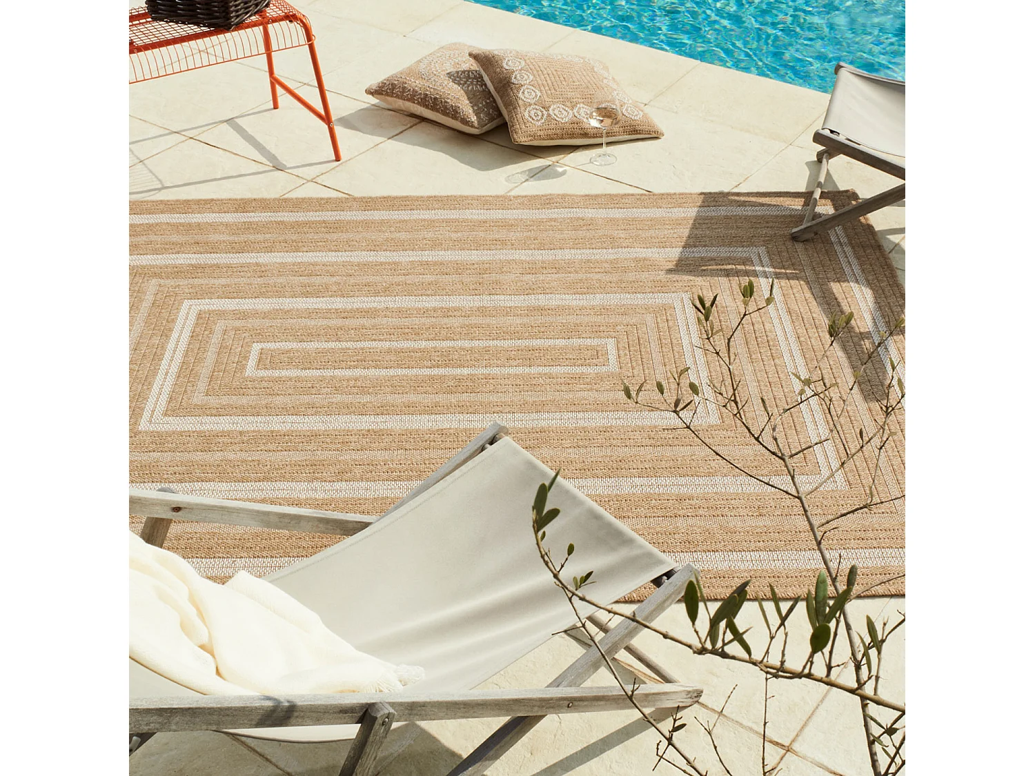 Tapis extérieur - 120x170cm - naturel - 100% polypropylène résistant aux UV - 1400 gr/m² - TYCIA