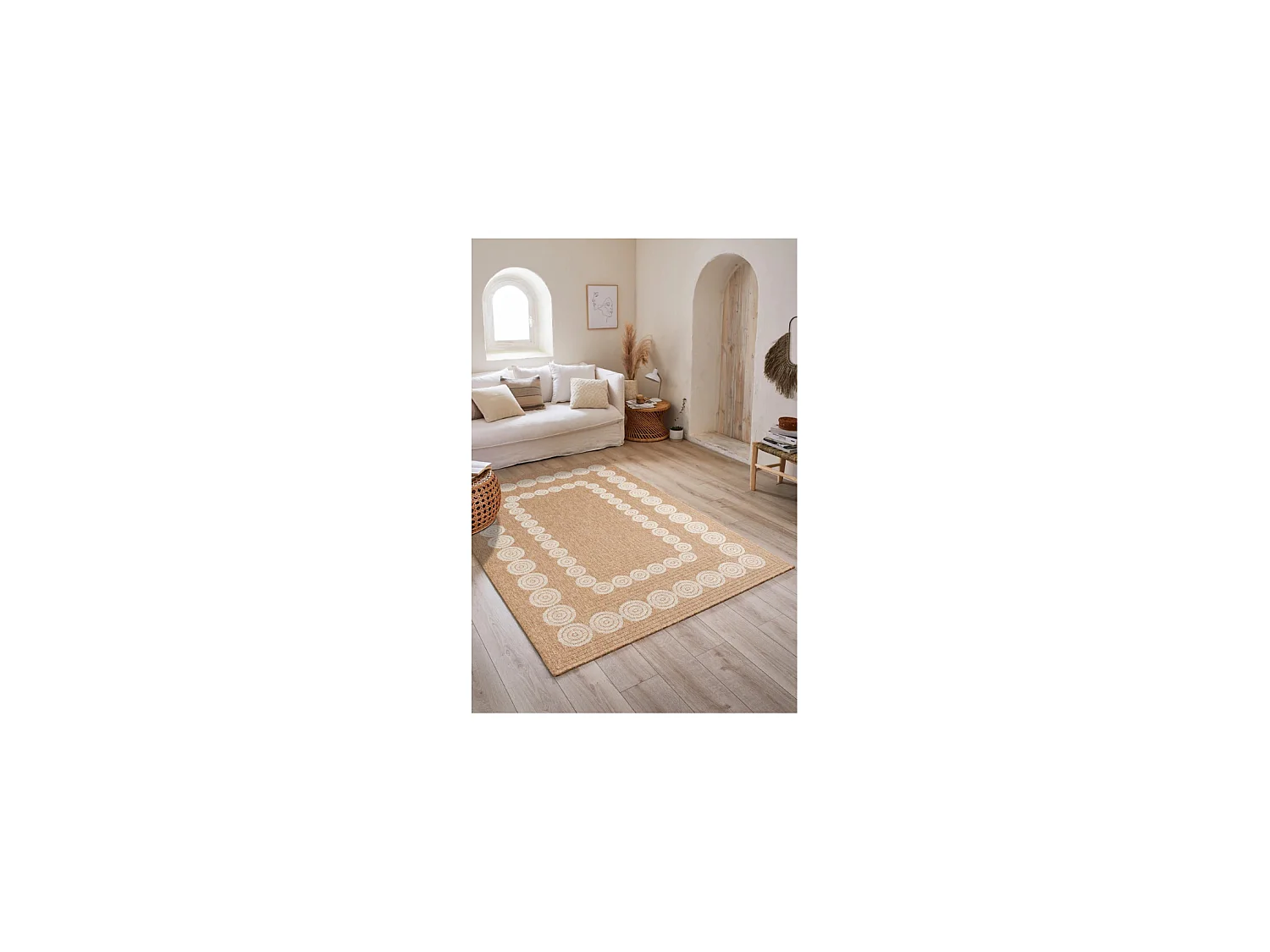 Tapis extérieur - 200x290cm - naturel - 100% polypropylène résistant aux UV - 1400 gr/m² - LIAK