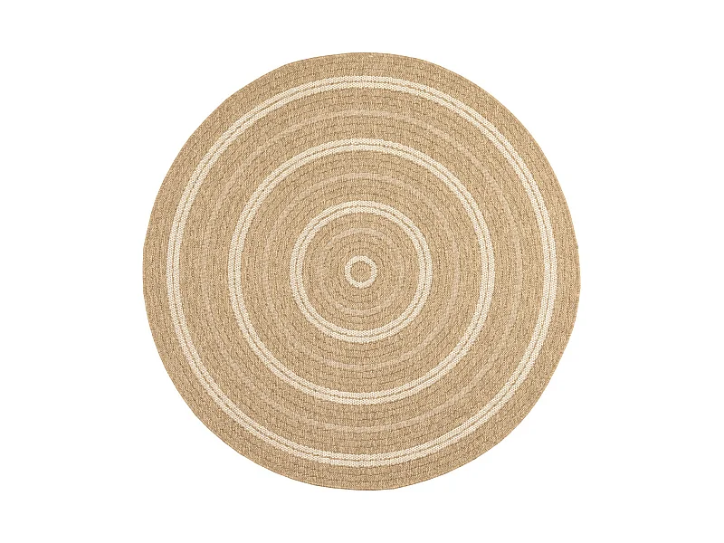 Tapis extérieur rond - 120cm - naturel - 100% polypropylène résistant aux UV - 1400 gr/m² - TYCIA