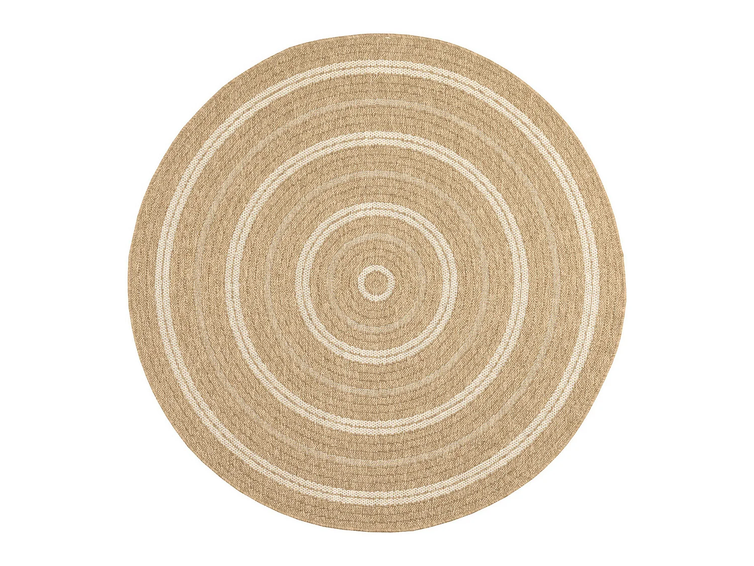 Tapis extérieur rond - 120cm - naturel - 100% polypropylène résistant aux UV - 1400 gr/m² - TYCIA