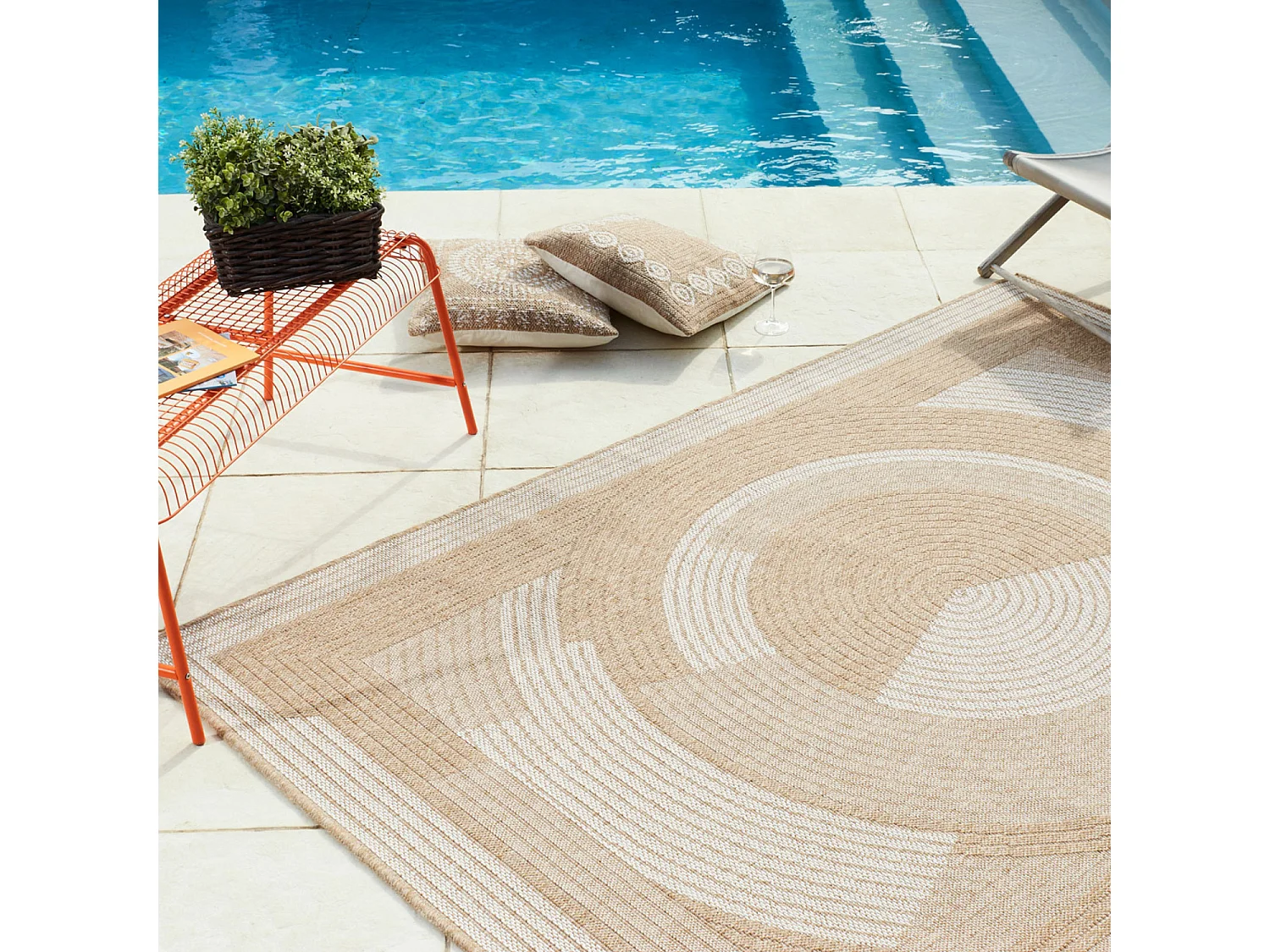 Tapis extérieur - 120x170cm - naturel - 100% polypropylène résistant aux UV - 1400 gr/m² - OXANA