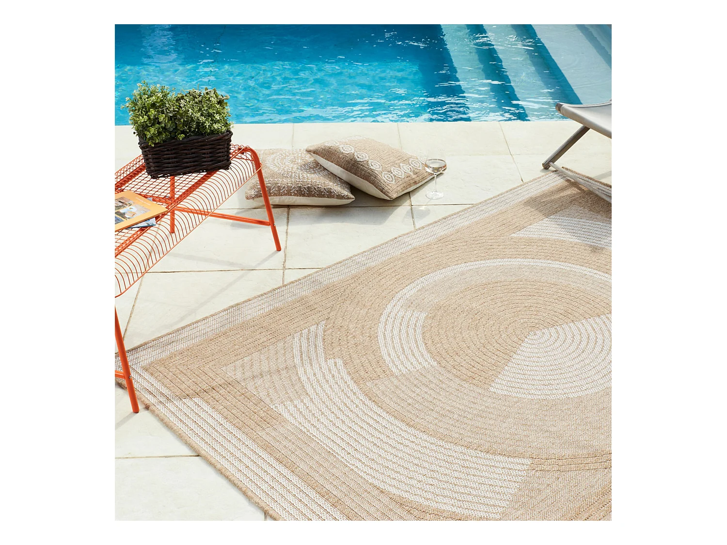 Tapis extérieur - 160x230cm - naturel - 100% polypropylène résistant aux UV - 1400 gr/m² - OXANA