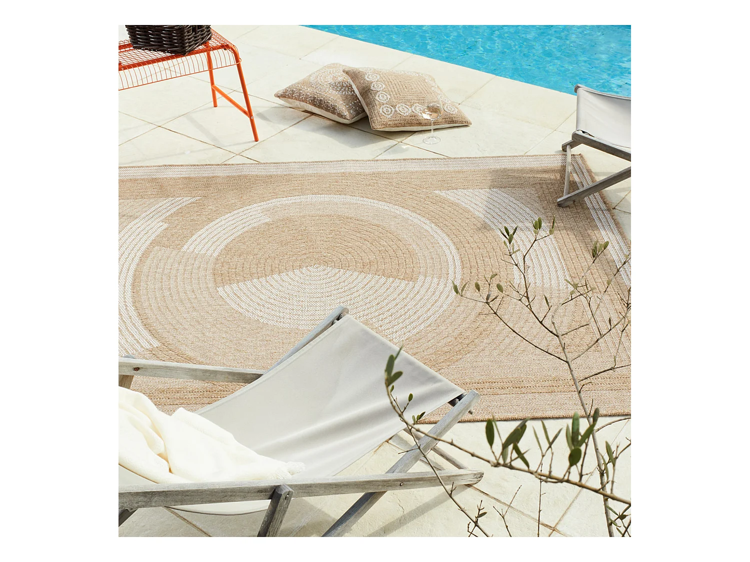 Tapis extérieur - 200x290cm - naturel - 100% polypropylène résistant aux UV - 1400 gr/m² - OXANA