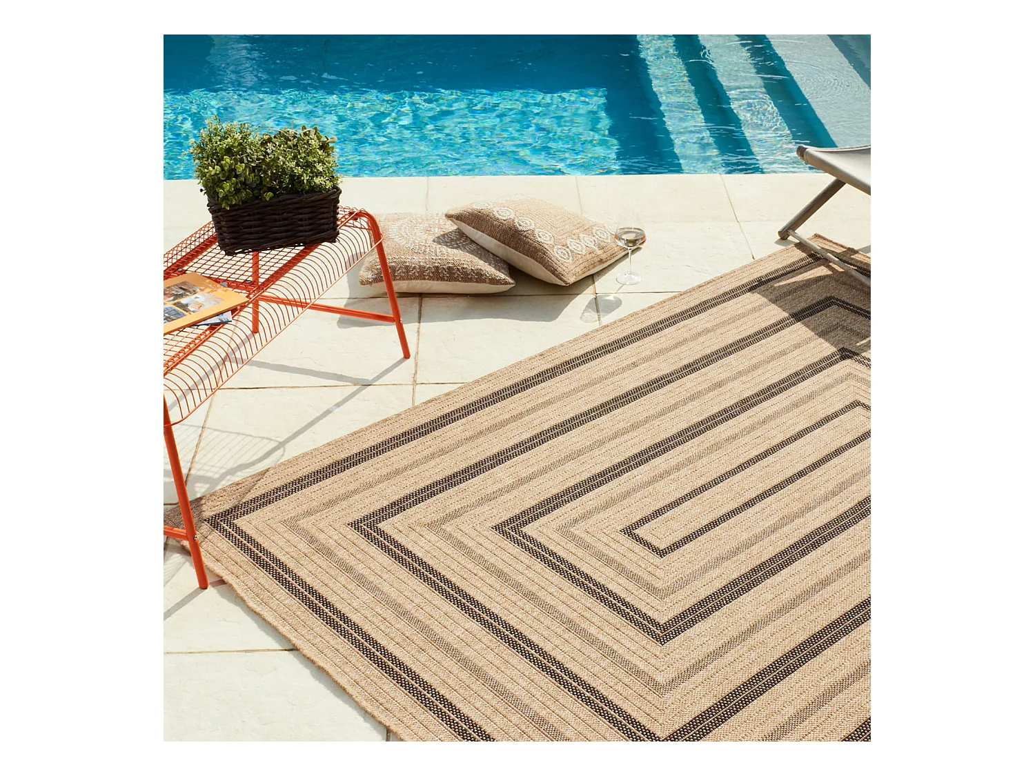 Tapis extérieur - 120x170cm - naturel - 100% polypropylène résistant aux UV - 1400 gr/m² - NOUR