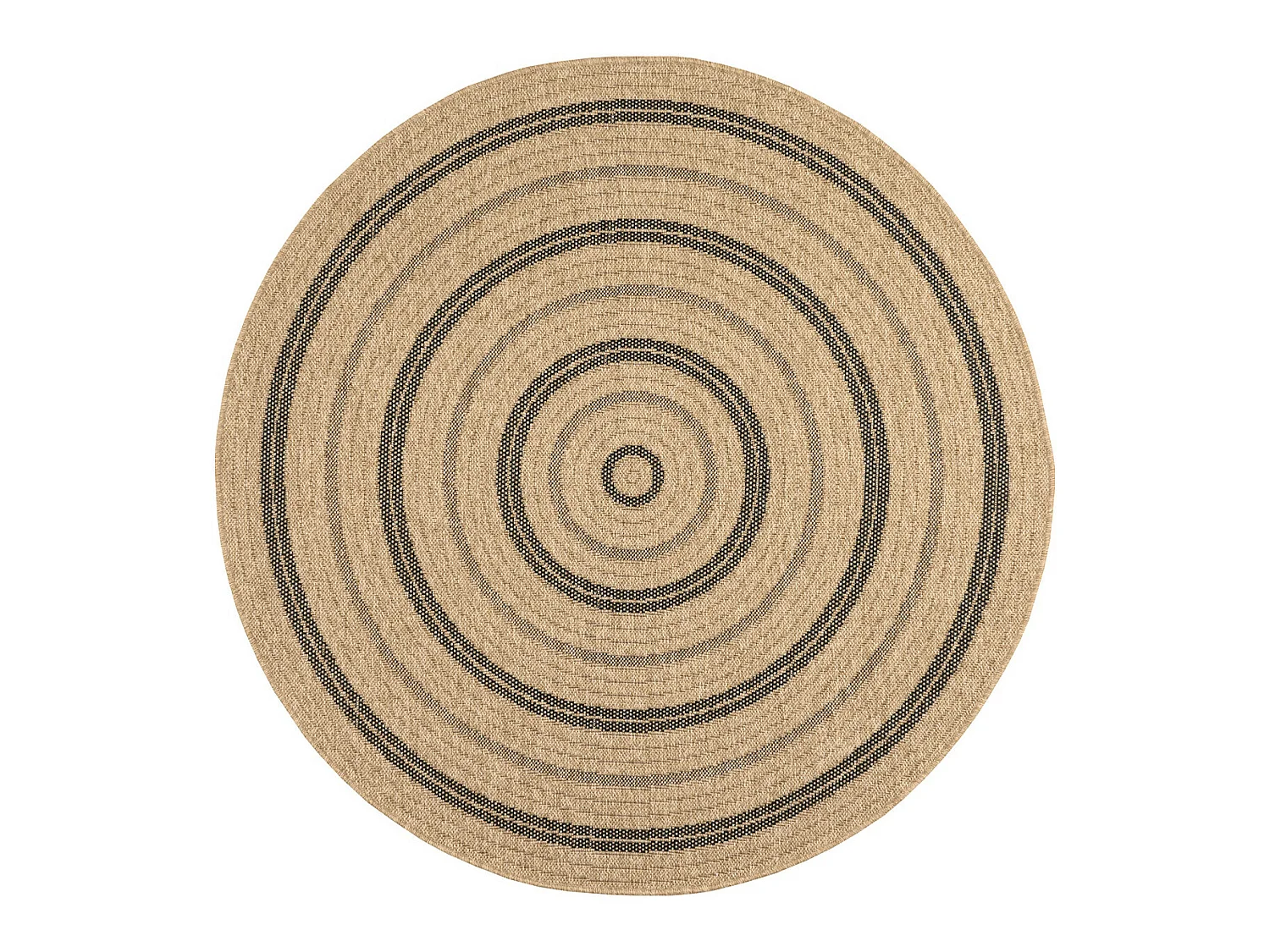 Tapis extérieur rond - 160cm - naturel - 100% polypropylène résistant aux UV - 1400 gr/m² - NOUR