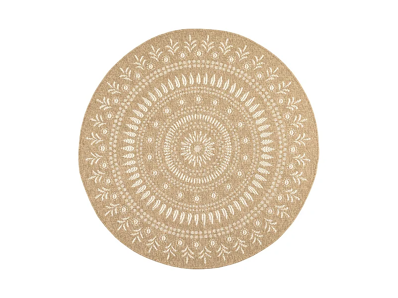 Tapis extérieur rond - 80cm- naturel - 100% polypropylène résistant aux UV - 1400 gr/m² - PAVOT