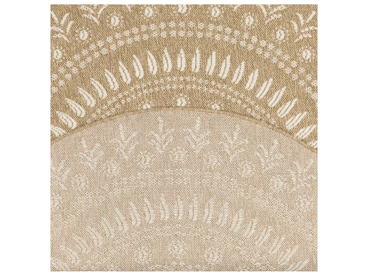Tapis extérieur rond - 80cm- naturel - 100% polypropylène résistant aux UV - 1400 gr/m² - PAVOT
