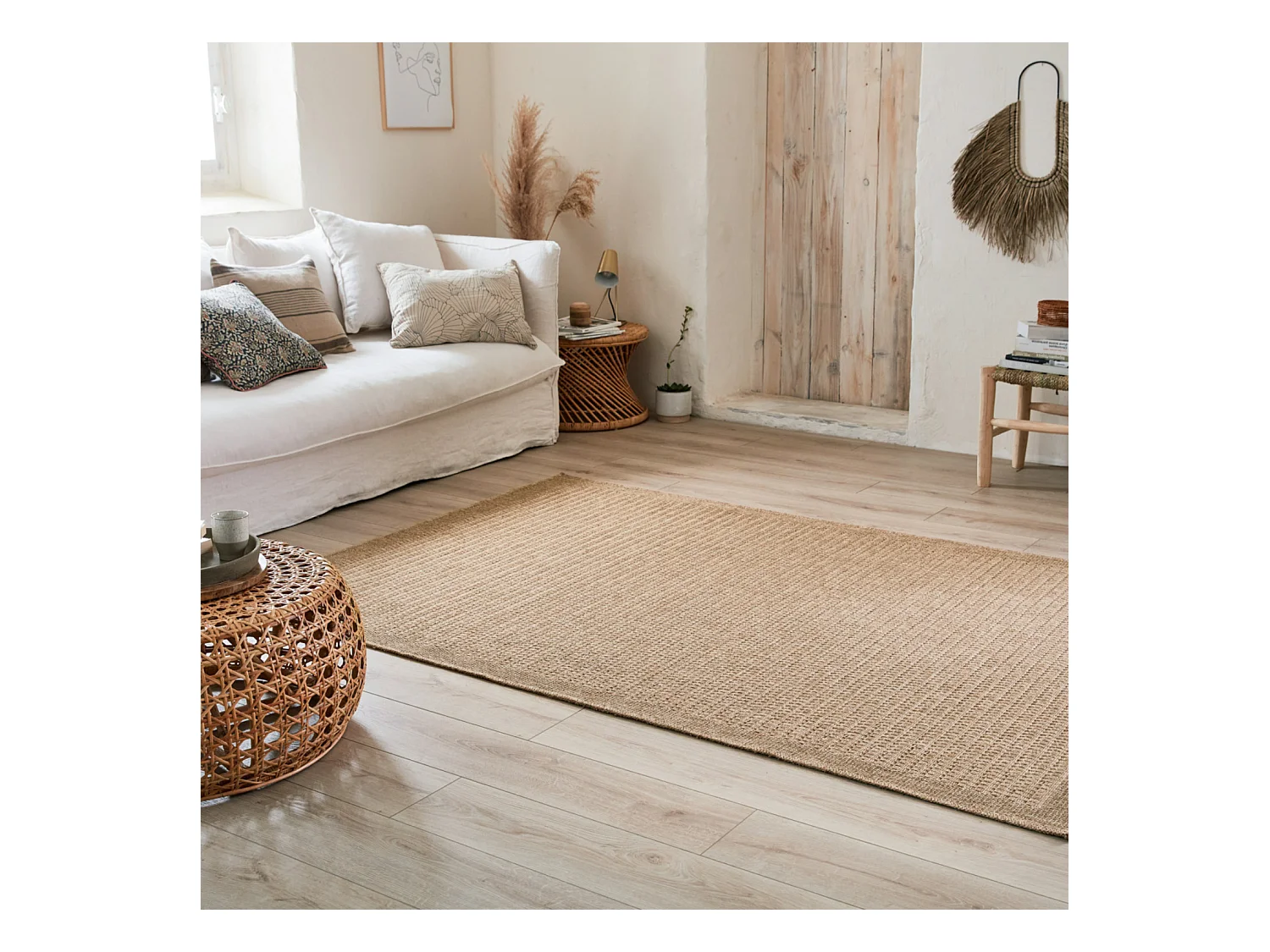 Tapis extérieur -60x180cm - naturel - 100% polypropylène résistant aux UV - 1400 gr/m² - EDEN