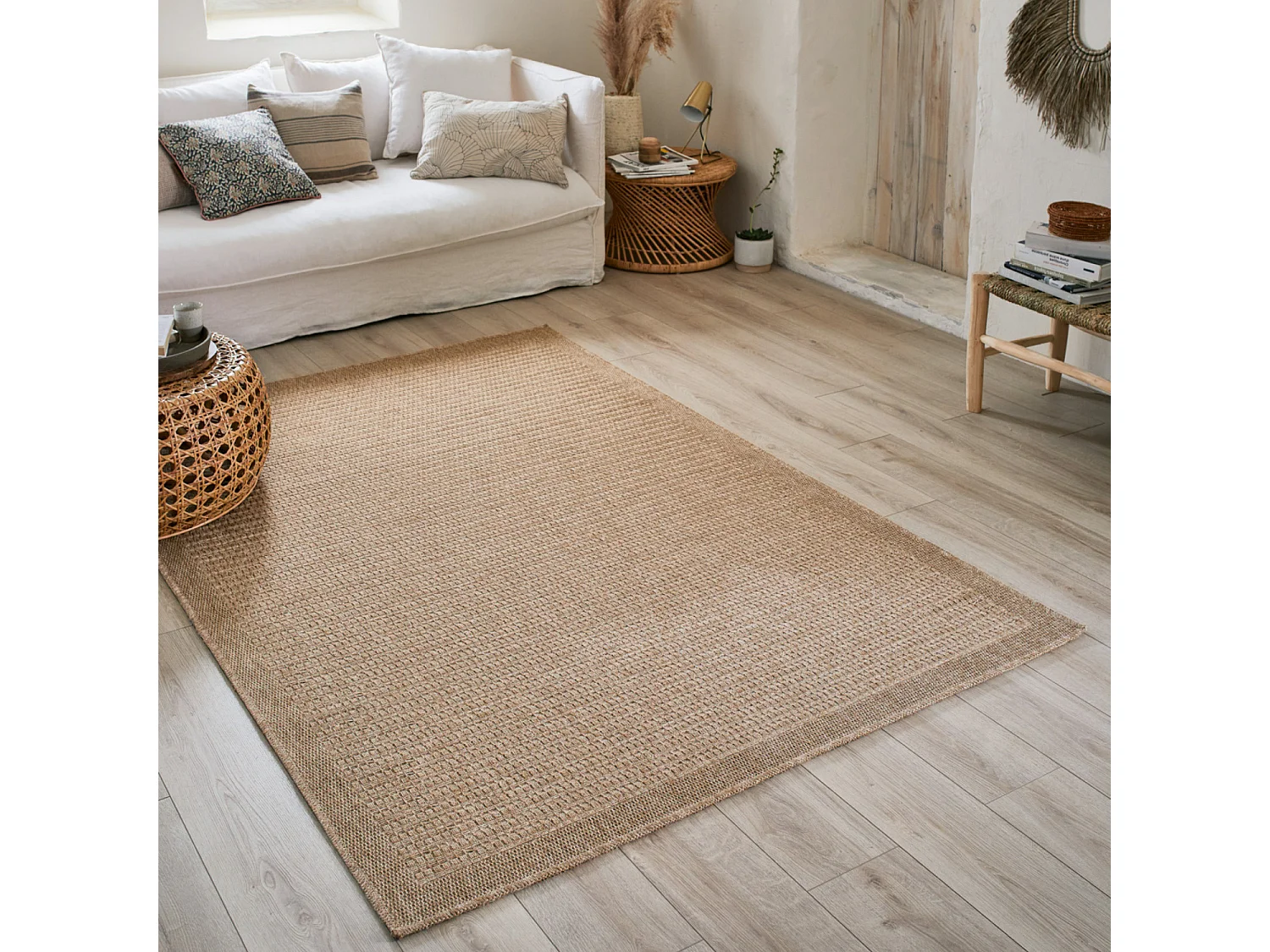 Tapis extérieur -60x180cm - naturel - 100% polypropylène résistant aux UV - 1400 gr/m² - EDEN