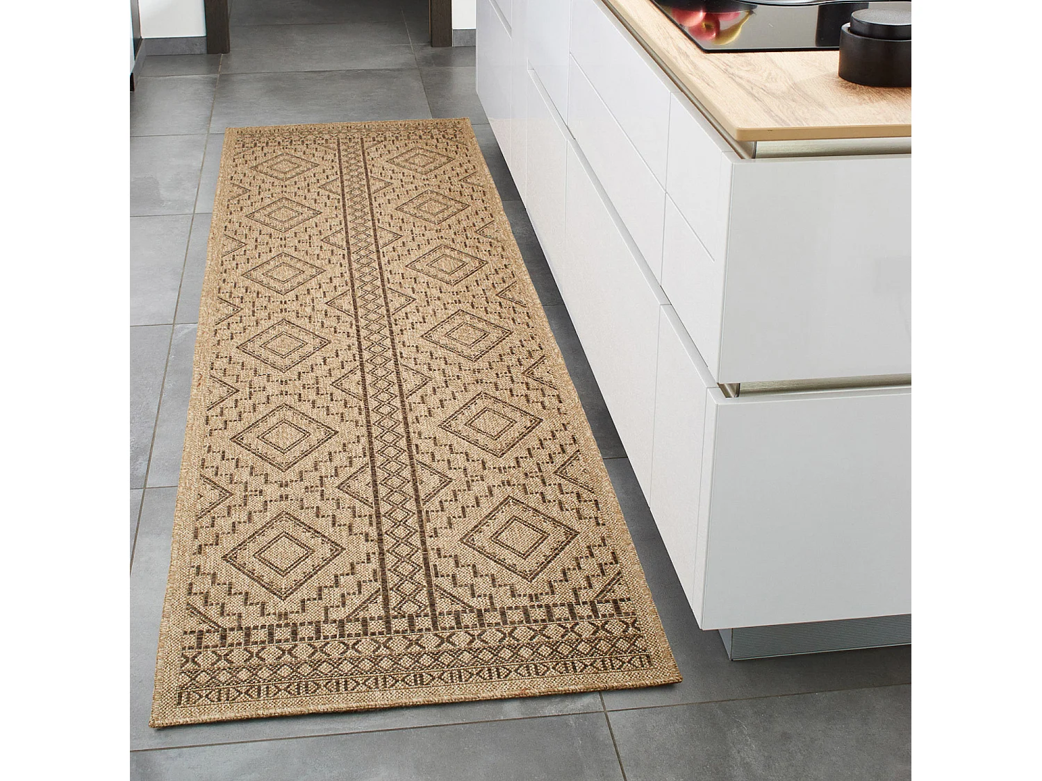 Tapis extérieur - 80x150cm - naturel - 100% polypropylène résistant aux UV - 1400 gr/m² - CASSI