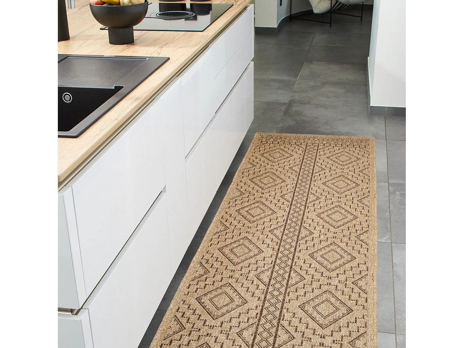 Tapis extérieur - 80x150cm - naturel - 100% polypropylène résistant aux UV - 1400 gr/m² - CASSI