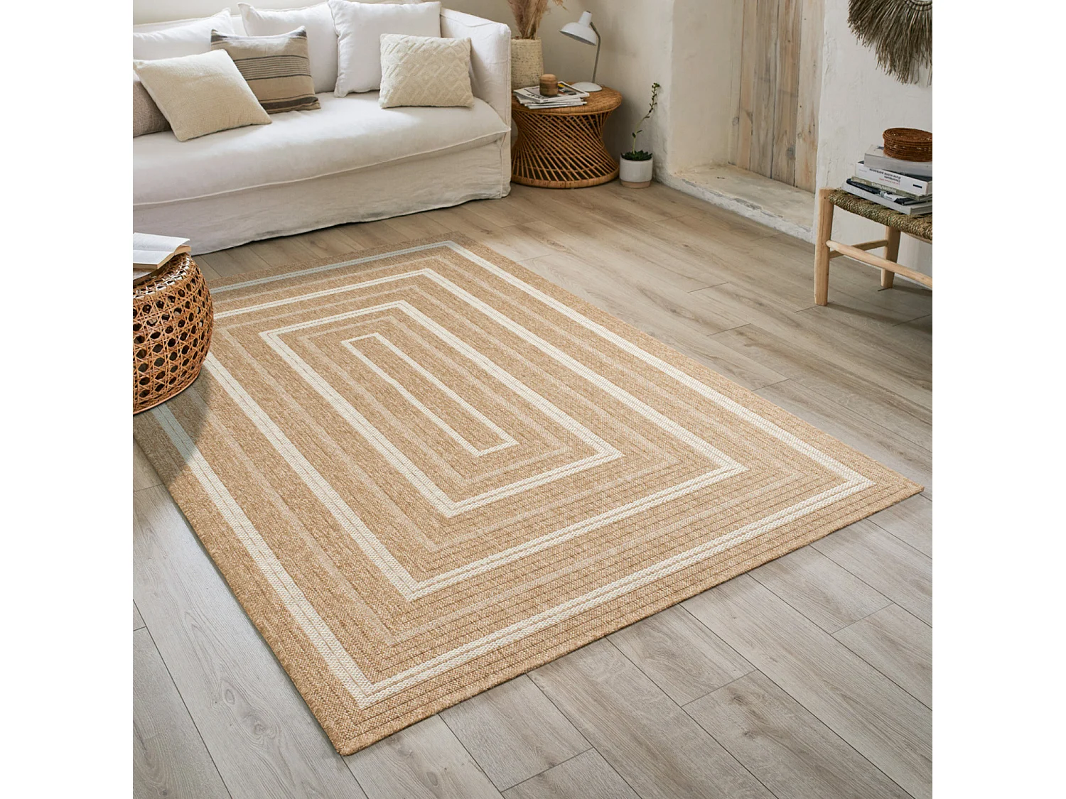 Tapis extérieur - 200x290cm - naturel - 100% polypropylène résistant aux UV - 1400 gr/m² - TYCIA