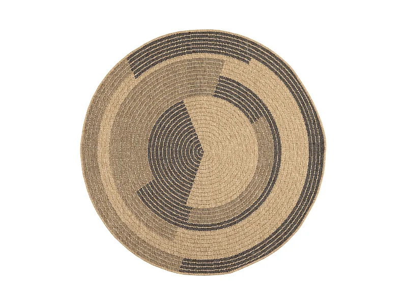 Tapis extérieur rond - 120cm - naturel - 100% polypropylène résistant aux UV - 1400 gr/m² - CORA