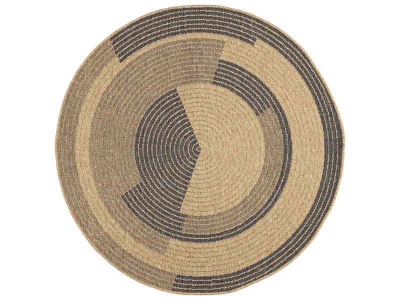 Tapis extérieur rond - 120cm - naturel - 100% polypropylène résistant aux UV - 1400 gr/m² - CORA