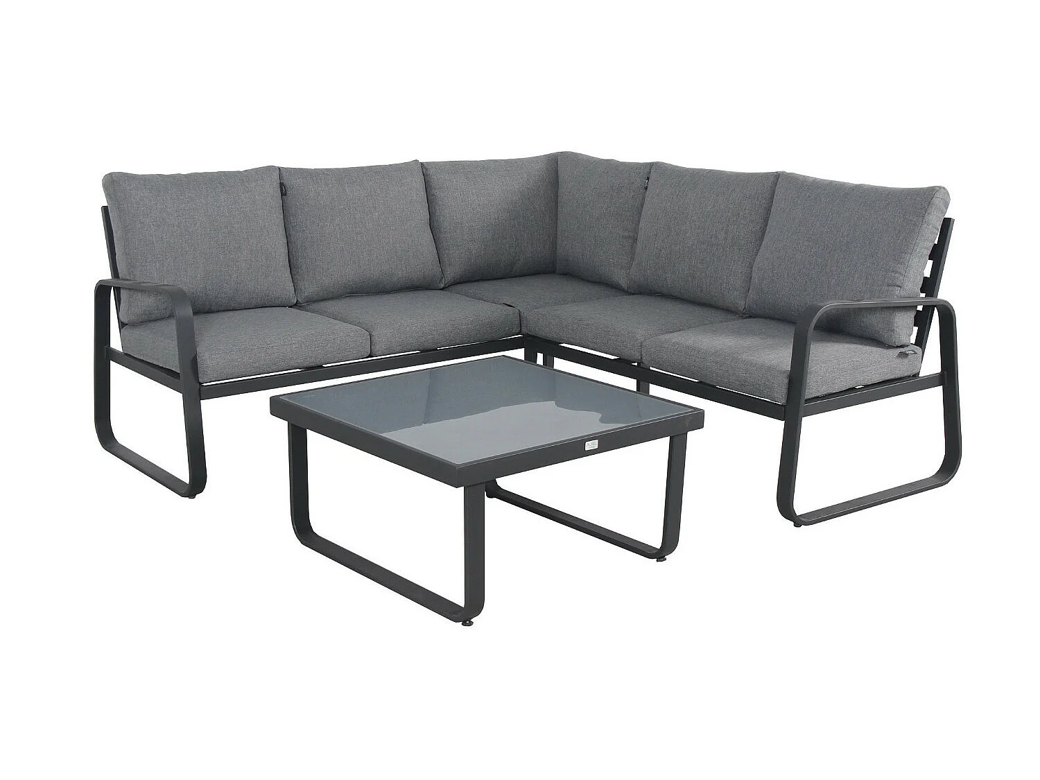 Salon de jardin en aluminium d'angle design aluminium - Gris Anthracite - HILDA