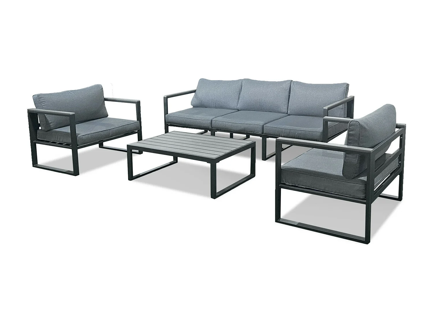 Salon de jardin aluminium et polywood 5 Places couleur gris - VINCENNES