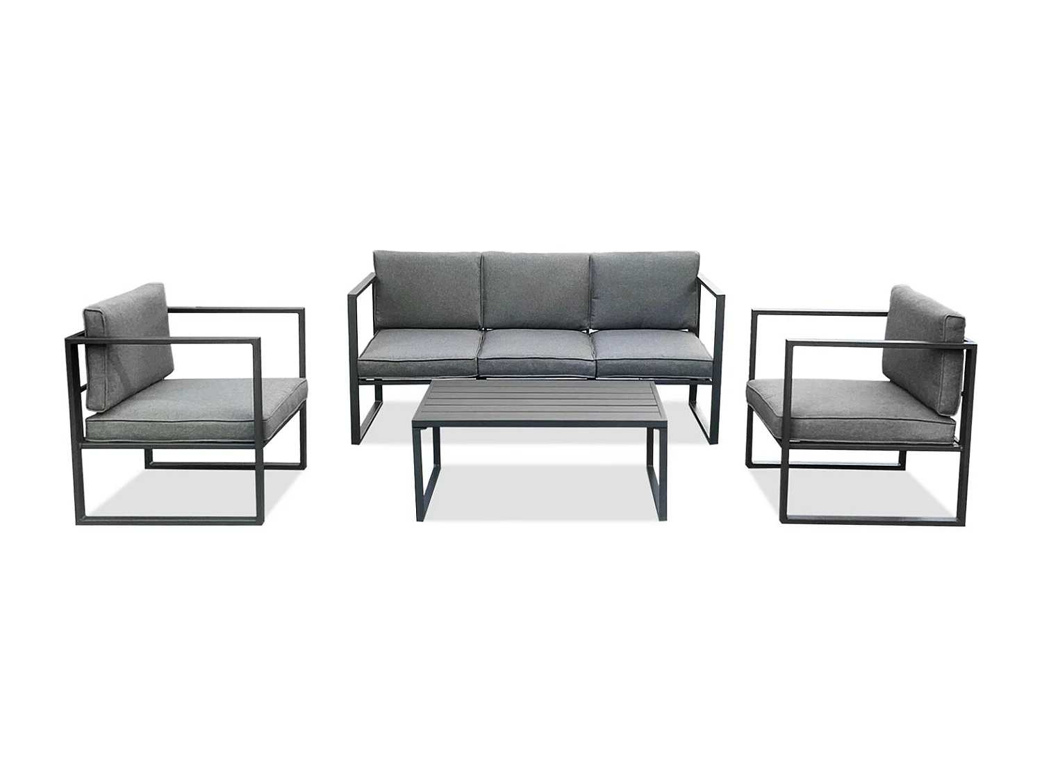 Salon de jardin design aluminium 5 Places Gris - HONFLEUR