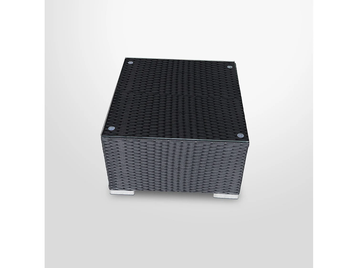 Salon de jardin résine tressée 5 places - Noir / Ecru - LUNGA 5