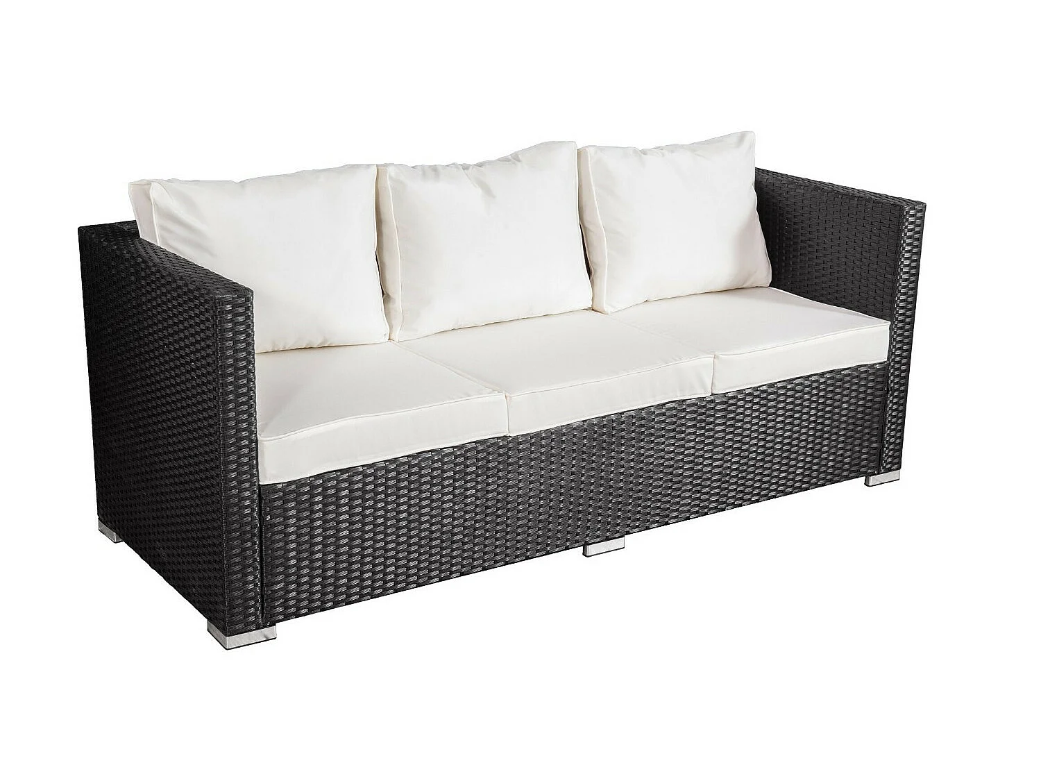 Salon de jardin résine tressée 5 places - Noir / Ecru - LUNGA 5