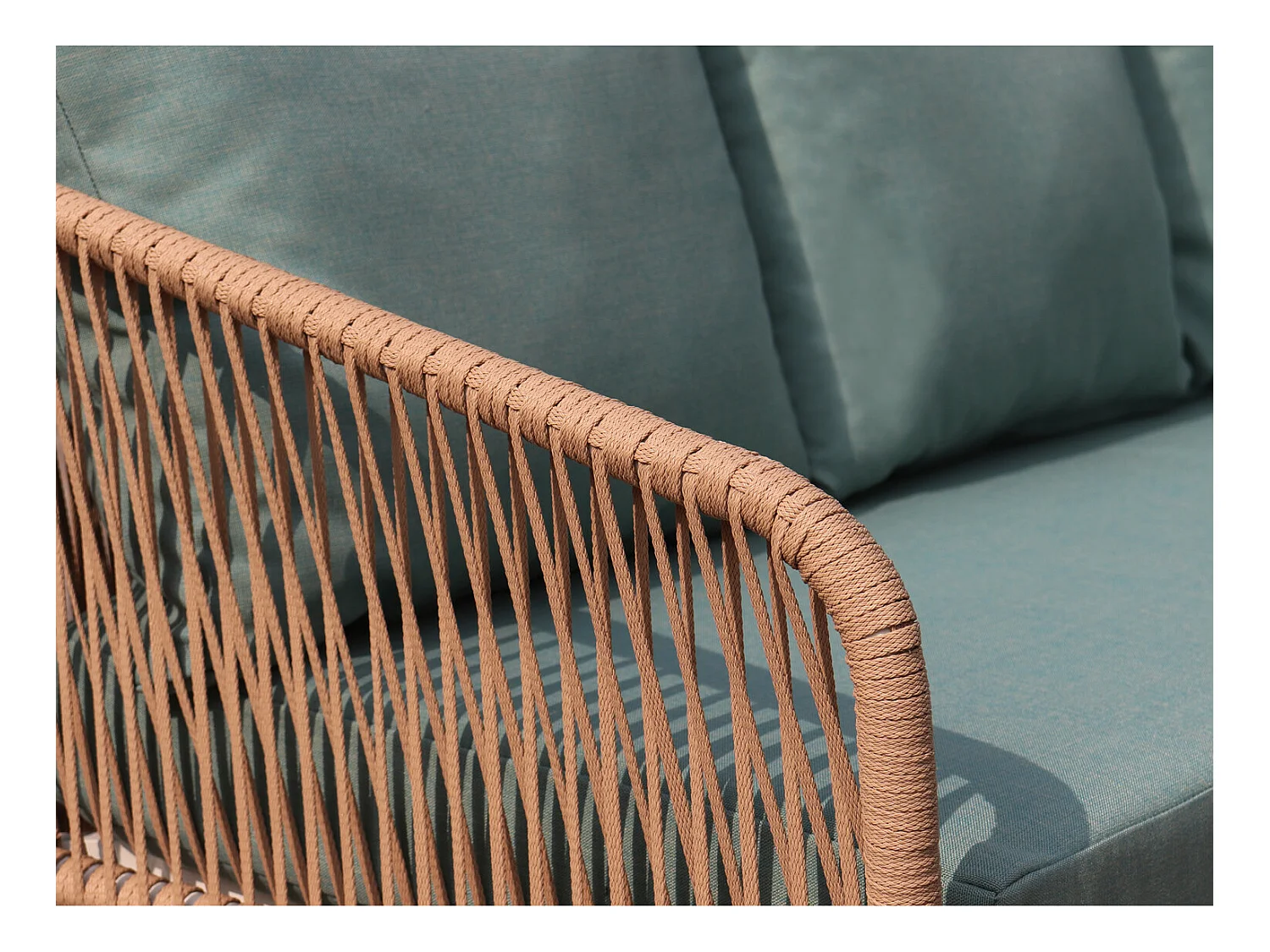 Salon de jardin cordes et aluminium - salon angle Marron Turquoise - intérieur/extérieur - SANTORIN