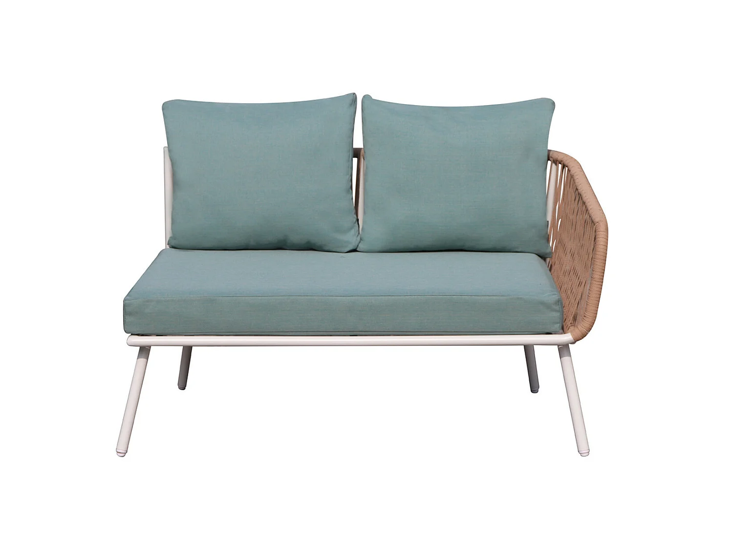 Salon de jardin cordes et aluminium - salon angle Marron Turquoise - intérieur/extérieur - SANTORIN