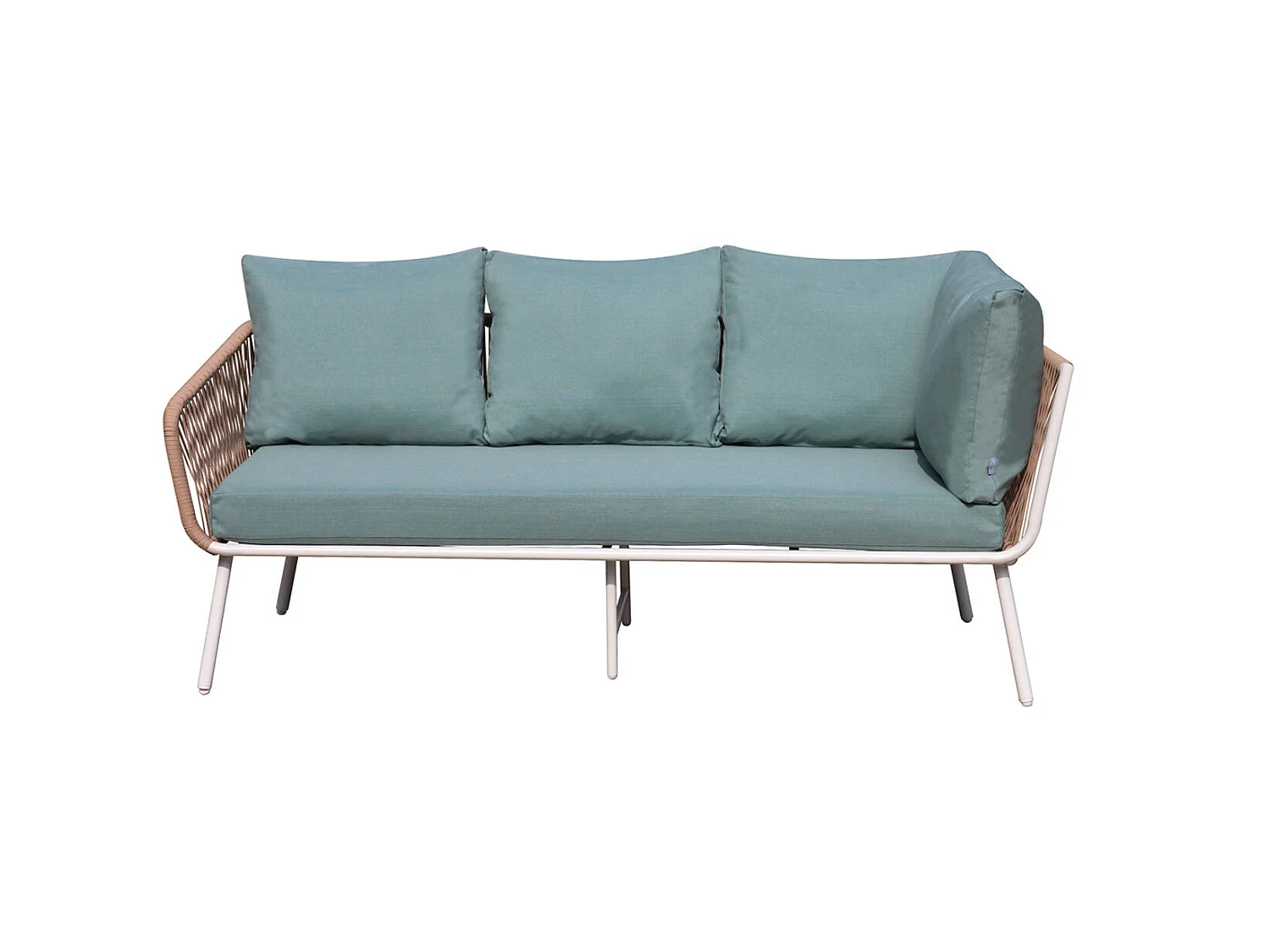 Salon de jardin cordes et aluminium - salon angle Marron Turquoise - intérieur/extérieur - SANTORIN