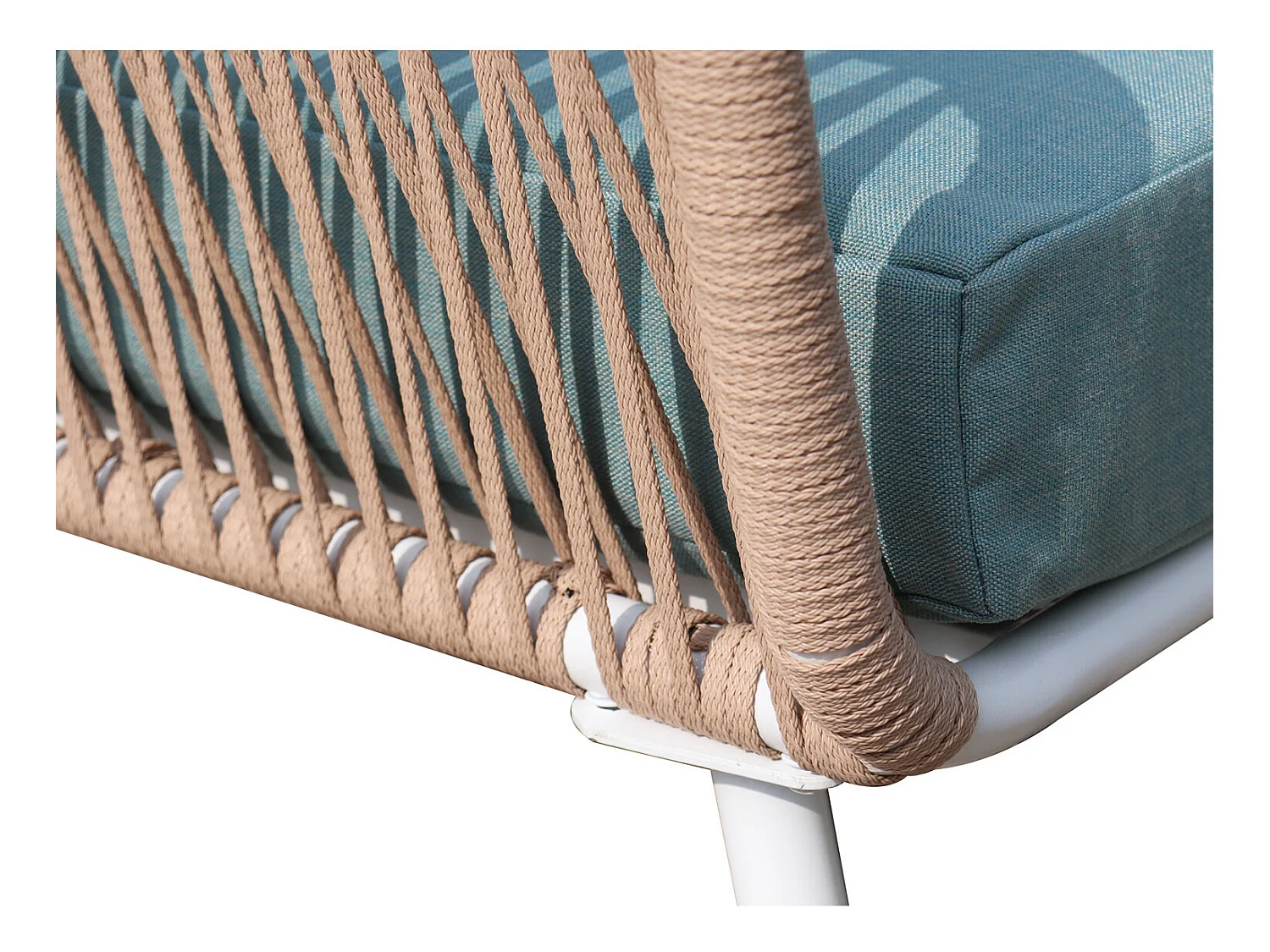 Salon de jardin cordes et aluminium - salon angle Marron Turquoise - intérieur/extérieur - SANTORIN