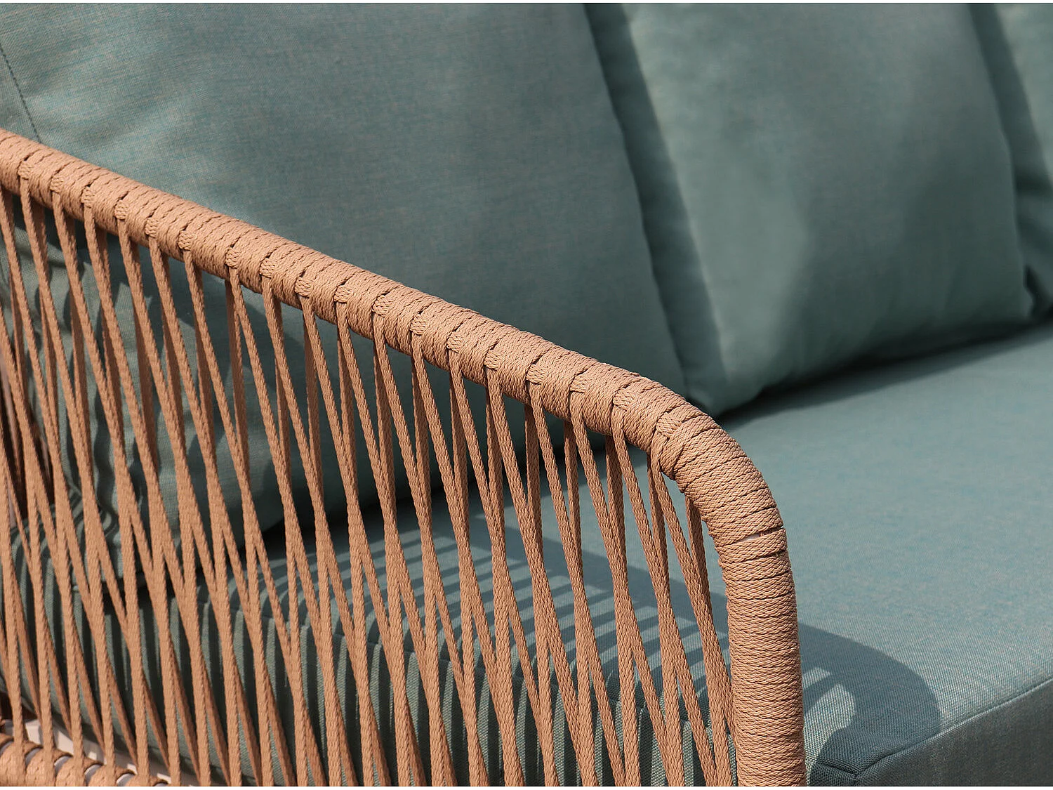 Salon de jardin cordes et aluminium - salon angle Marron Turquoise - intérieur/extérieur - SANTORIN