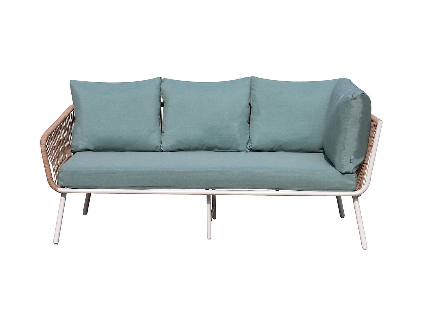 Salon de jardin cordes et aluminium - salon angle Marron Turquoise - intérieur/extérieur - SANTORIN